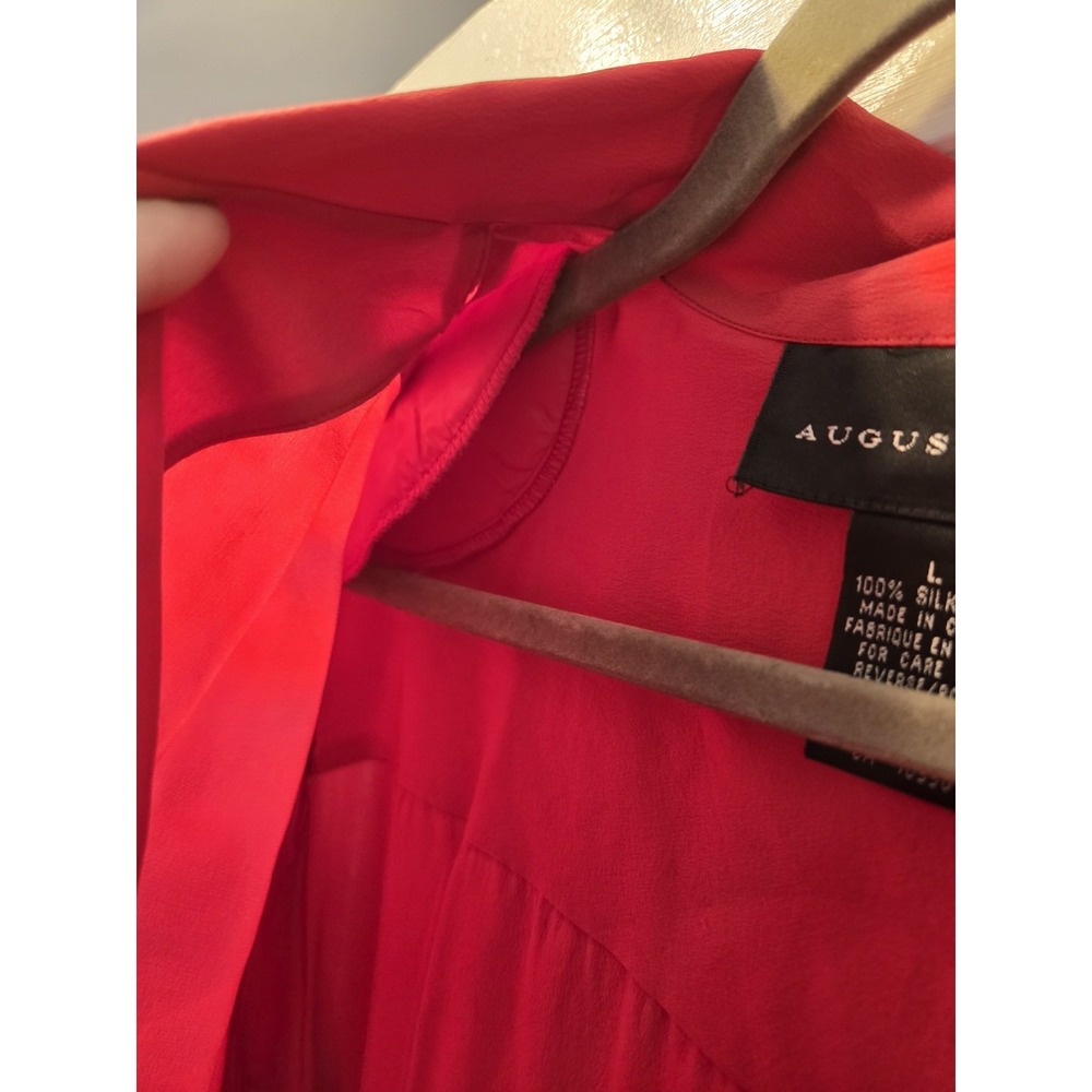 Vintage NWT OS August Silk Red Blouse Short Sleeve Shoulder Pads. Large - Picture 3 of 5